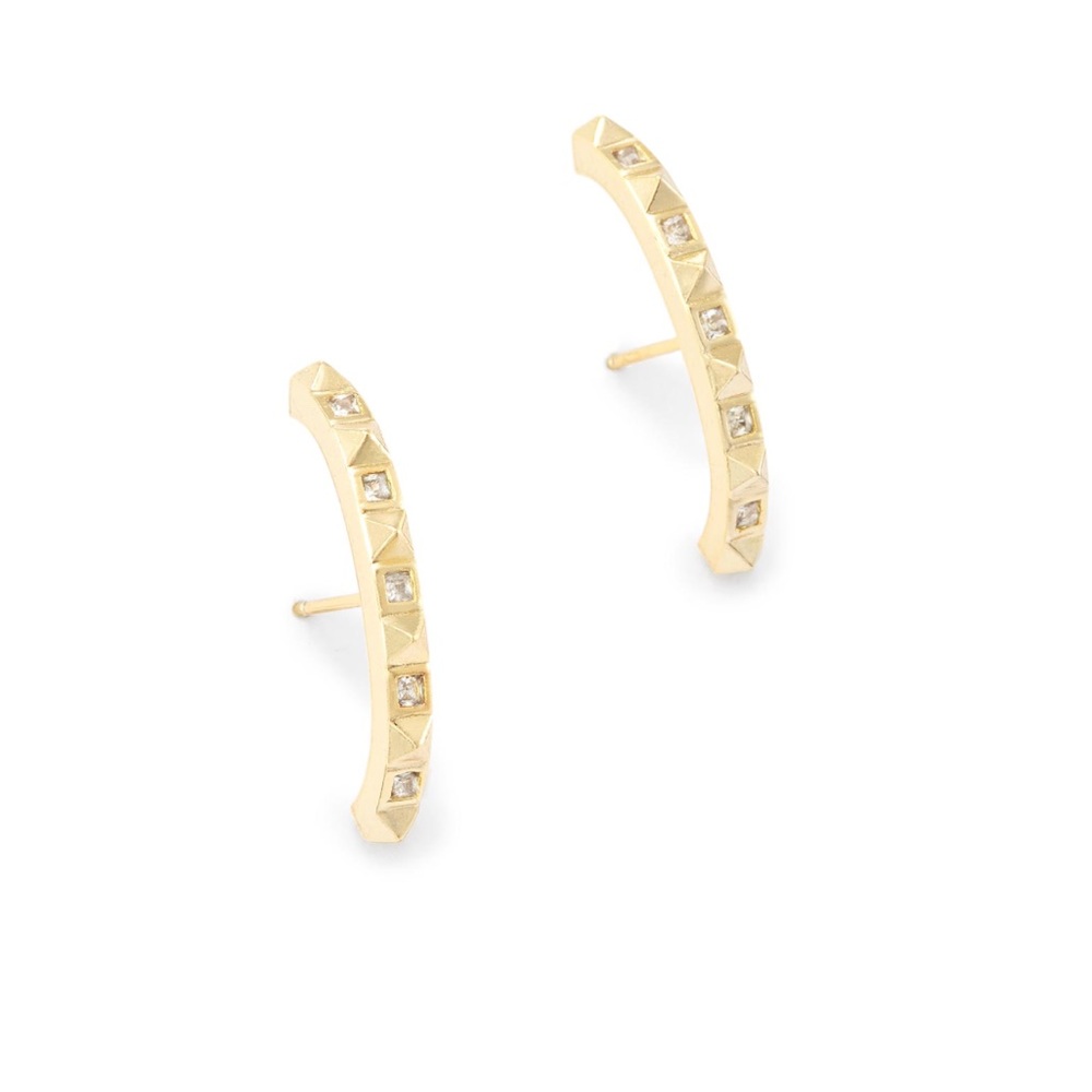 NWT Kendra Scott Zana Gold Stud Cubic Zirconia Earring